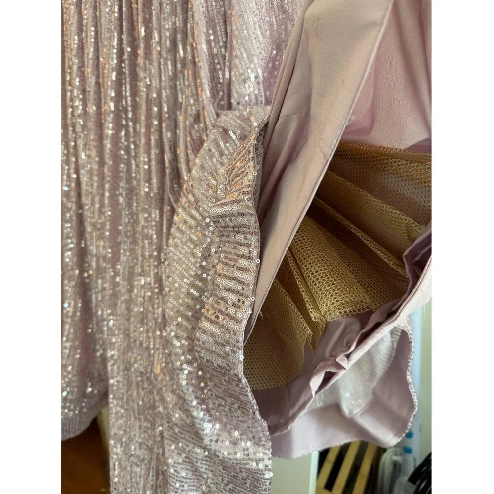 Lavender Sequins Lehenga with Shimmer Attached Dupatta - Picture 7 of 12